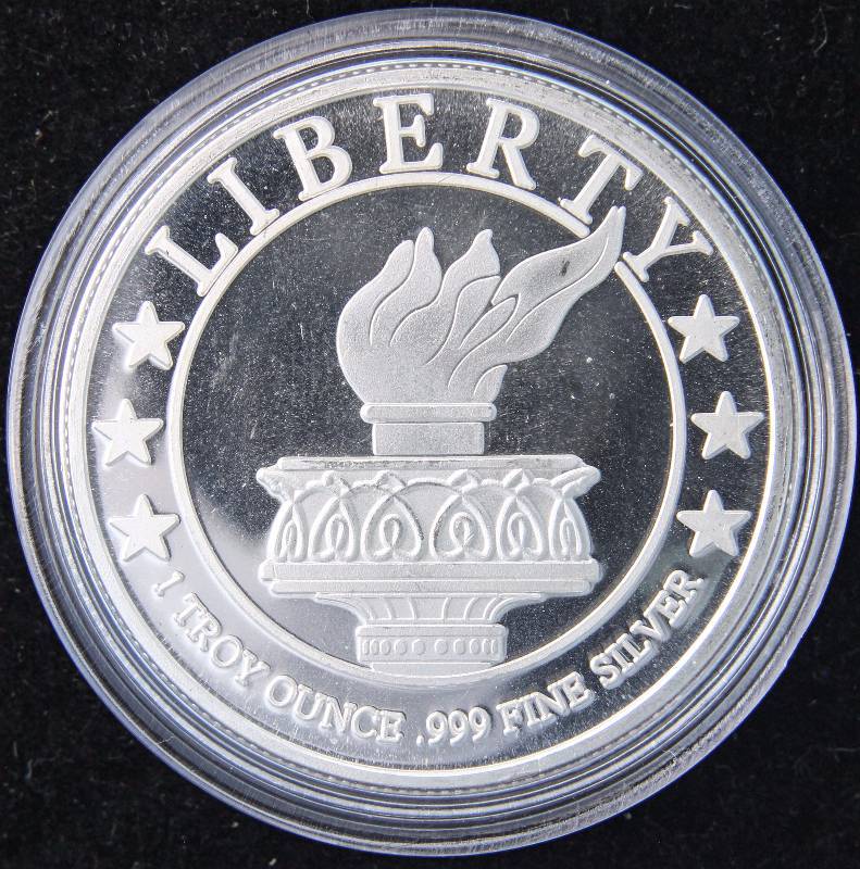 1 TROY OZ. .999 FINE SILVER LIBERTY SILVER IN AIRTITE HOLDER