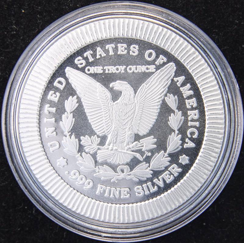 1 TROY OZ. .999 FINE SILVER STACKABLE MORGAN DOLLAR DESIGN IN AIRTITE HOLDER