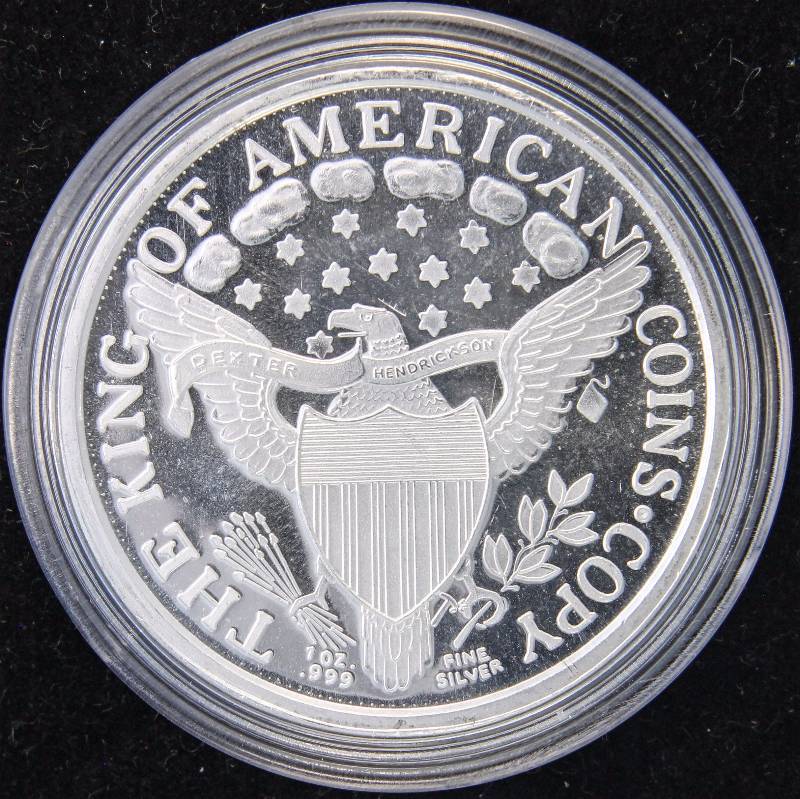 1 TROY OZ. .999 FINE SILVER 1804 DOLLAR DESIGN IN AIRTITE HOLDER