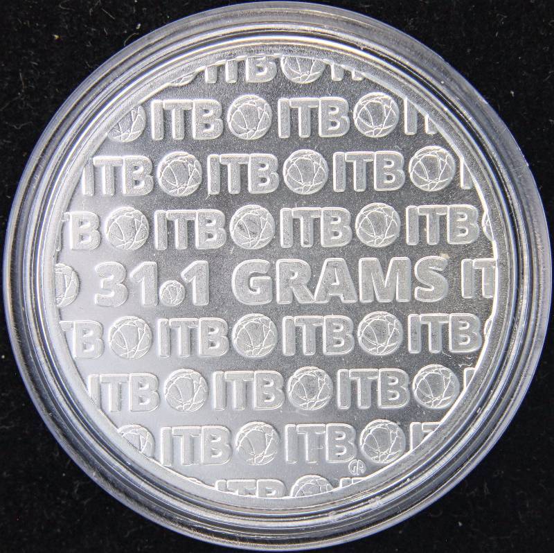 1 TROY OZ. .999 FINE SILVER INTERNATIONAL TRADE ROUND IN AIRTITE HOLDER