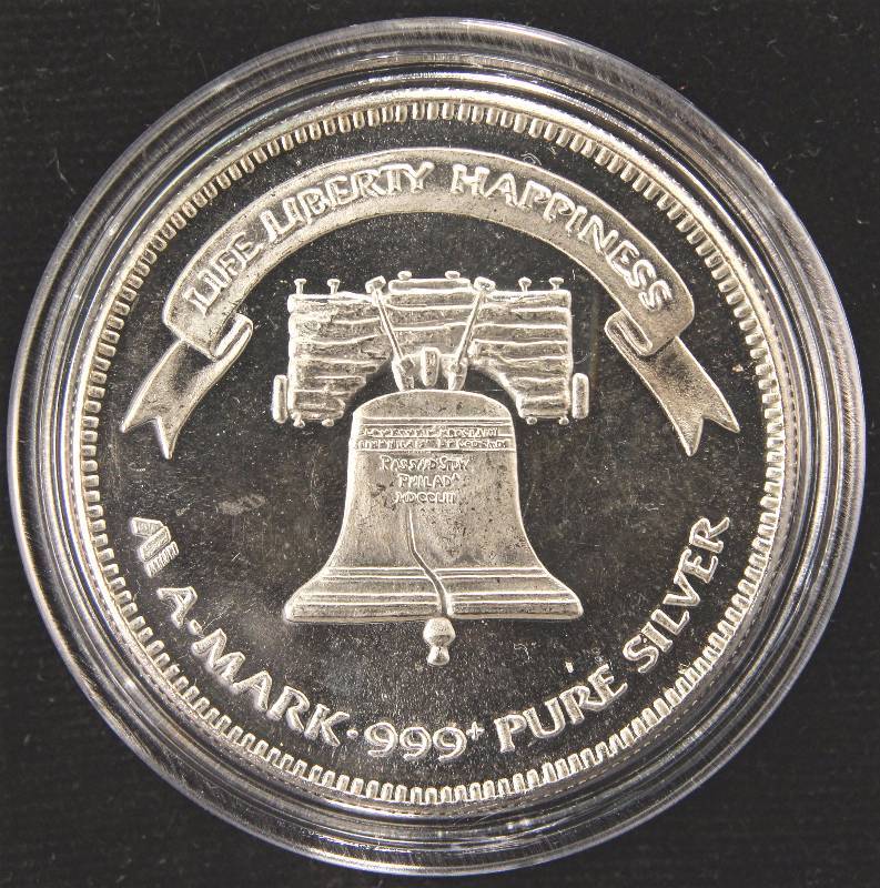 1 TROY OZ. .999 FINE SILVER VINTAGE 1983 A-MARK LIBERTY IN AIRTITE HOLDER