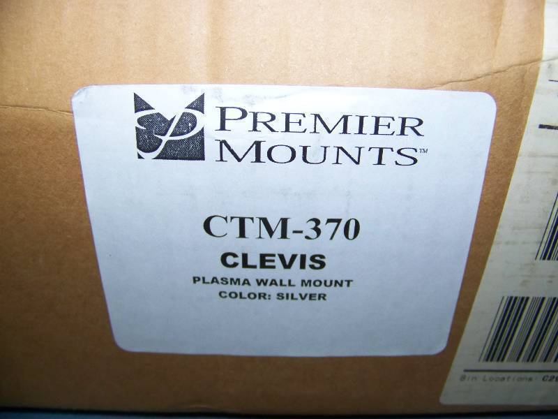 lot 122 image: Premier Mounts, Clevis Mount Bracket, for Flat Screen Monitors  Displays  Televisions - NEW in Original Box