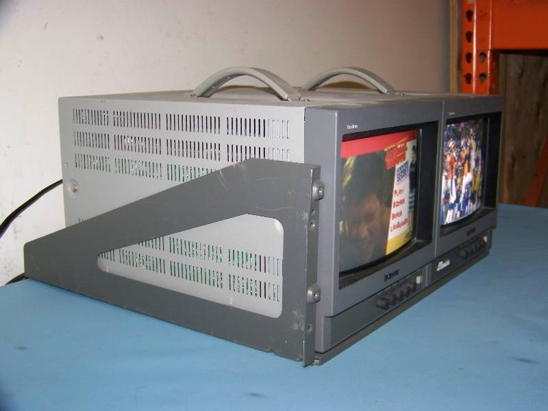 lot 97 image: (2) Sony, Color Monitors in Rack Shelf