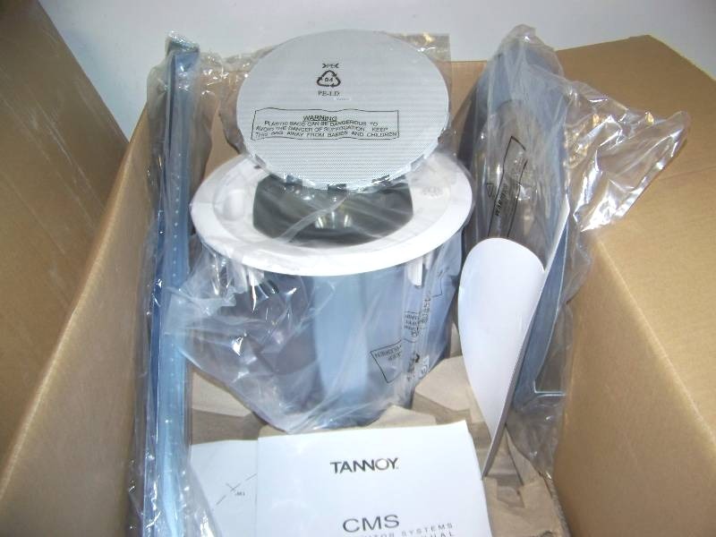 lot 58 image: (1) Tannoy, CMS 801 DC BM, In-Ceiling Speaker and (1) Tannoy, CMS 601 DC BM, In Ceiling Speaker with Grilles and Ceiling Tile Brackets