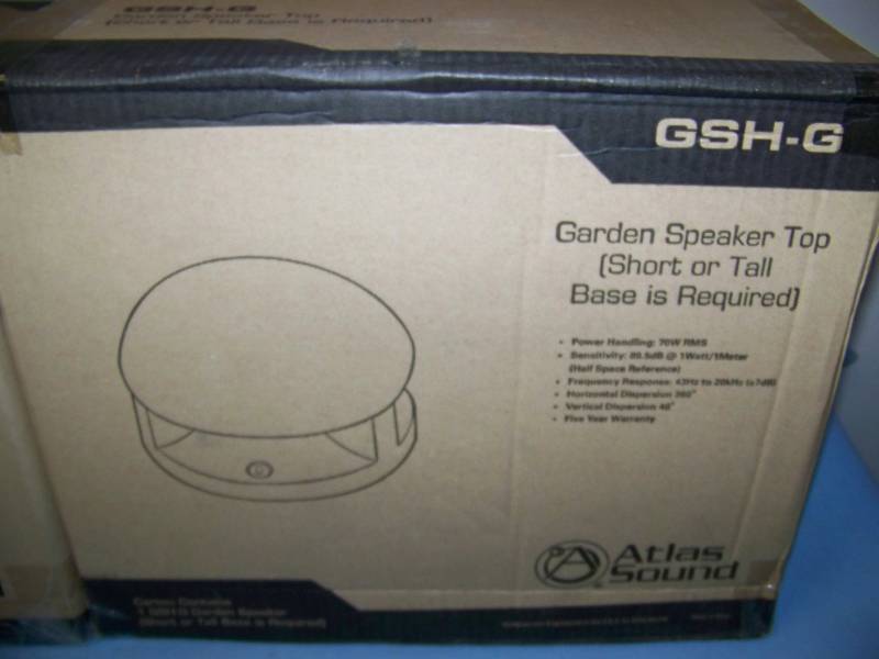 lot 51 image: Atlas Sound, Coaxial, Garden Speaker Top and Tall, Garden Speaker Base - NEW in Original Box