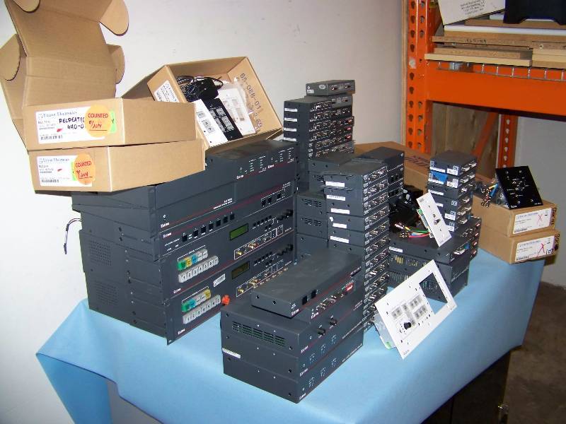 lot 65 image: LARGE lot of Extron Electronics, Amplifiers (Amps)  Wall Plate Controls  Retractors  Switchers  Interfaces and more