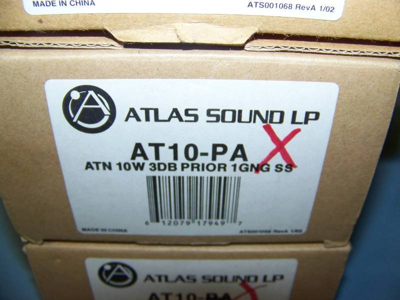 lot 77 image: (3) Atlas Sound, Plate-Mount, 10 Watt, Attenuators with Priority Relay