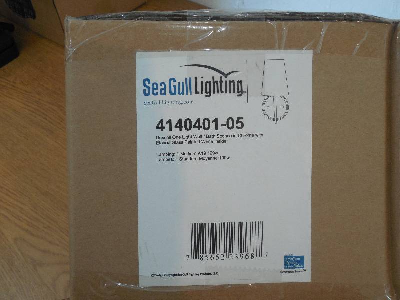 Sea Gull Lighting Driscoll 1-Light Chrome WallBath Sconce with Inside White Painted Etched Glass