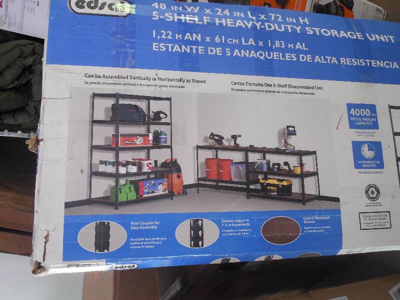 Edsal 72 in. H x 48 in. W x 24 in. D 5-Shelf Steel Commercial Shelving Unit in Black