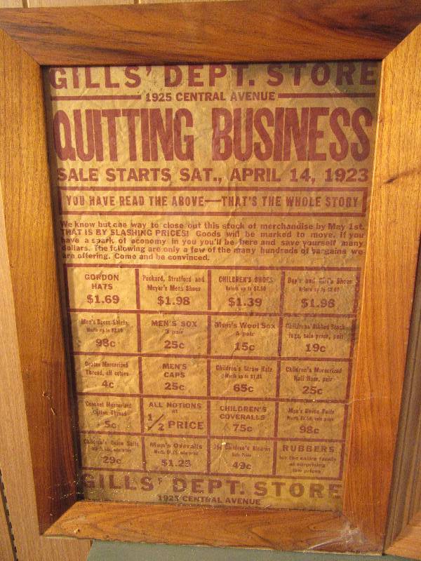lot 77 image: Framed Gills Dept Store ad.  Picture