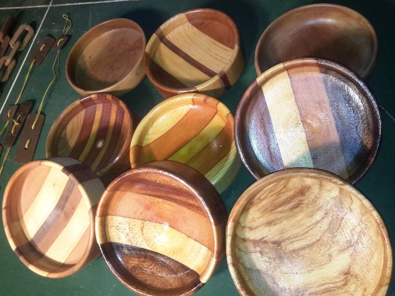 lot 27 image: 9, Wood bowls, Segmented wood and Turned.. Each one is unique