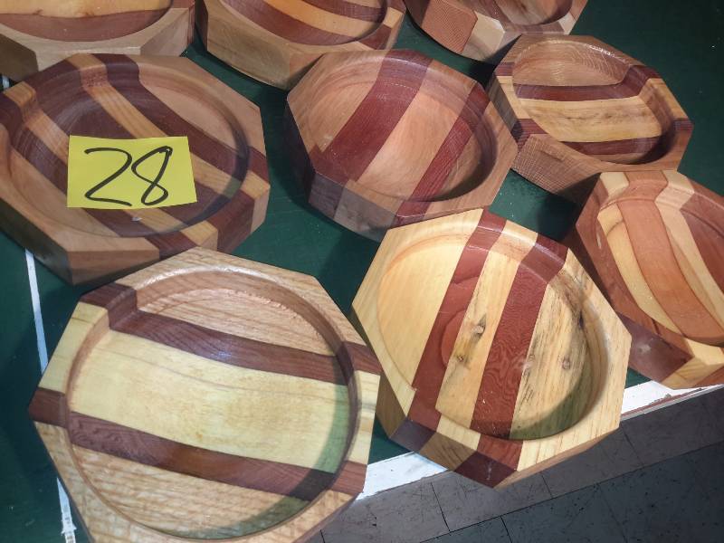 lot 28 image: 9, Wood bowls, Segmented wood and Turned.. Each one is unique
