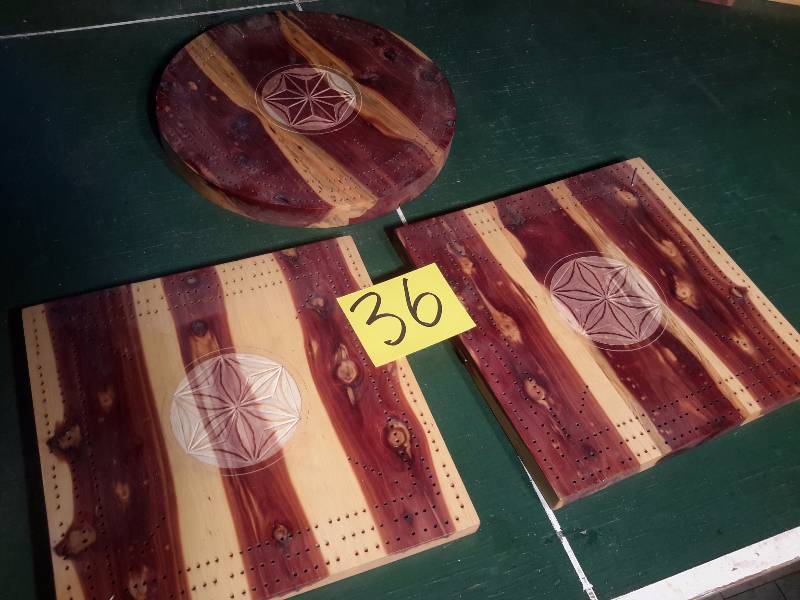 lot 36 image: 3 Red Cedar Cribbage boards