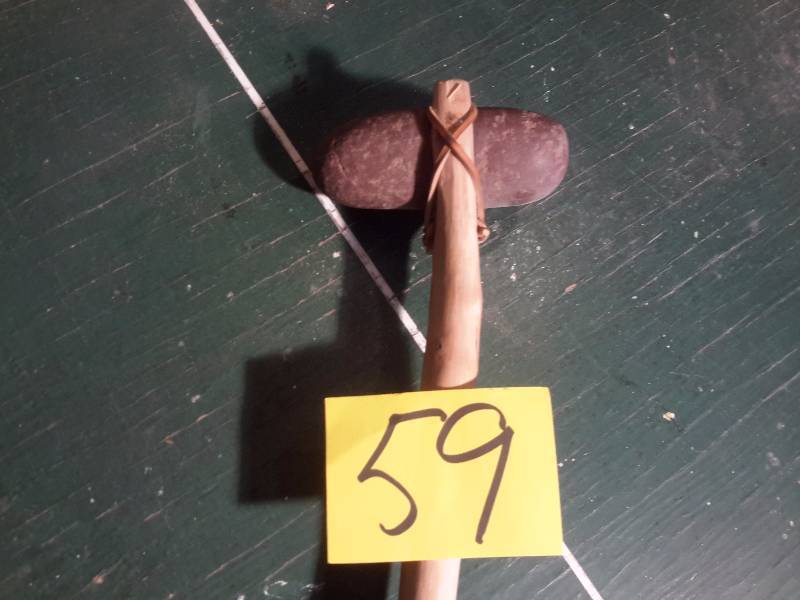 lot 59 image: Primitive hand made Hammer made from carved stone