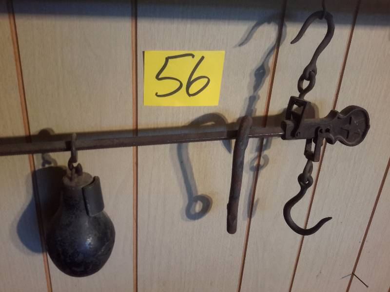 lot 56 image: Vintage Scale Weights and hooks