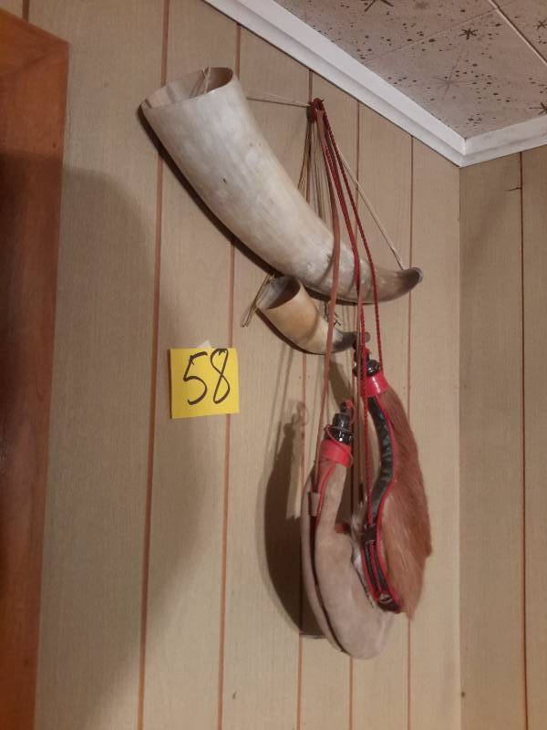lot 58 image: 2 Horns and 2 Wine Skins