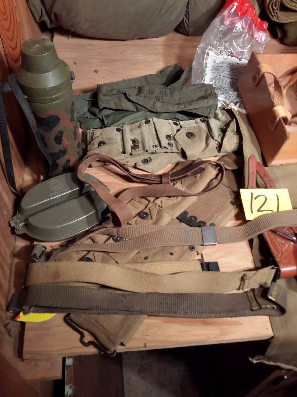 lot 121 image: Misc. camping and military items as pictured