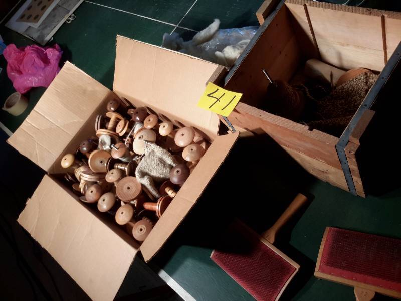 lot 41 image: Large lot of Spinning Wheel Spools.. All hand made