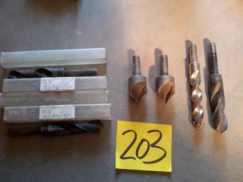 lot 203 image: Misc. Tools and  drill bits as pictured.  See closeups