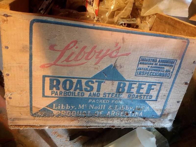 lot 234 image: Misc. Door and Window Hardware, plus Libbys Roast Beef wooden box