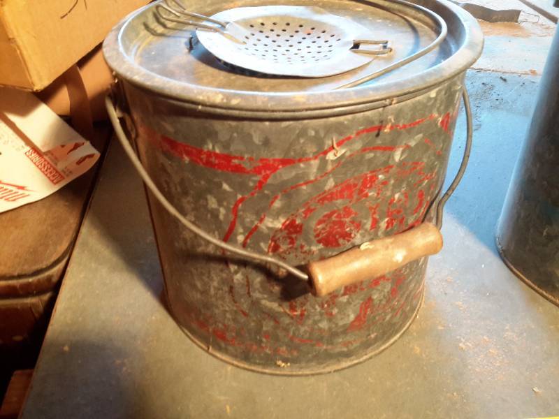 lot 238 image: 2 Vintage Galvanized Minnow Buckets.