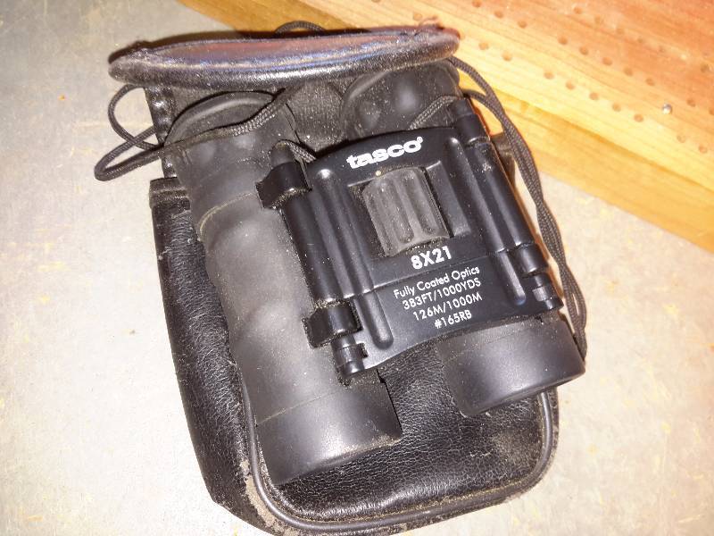 lot 242 image: Cribbage Board, Pair of TASCO 8x21 binoculars
