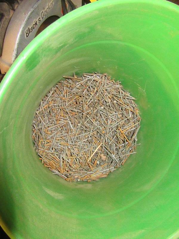 lot 262 image: Partial Pails of nails. Container of nuts and bolts   A few small animal traps