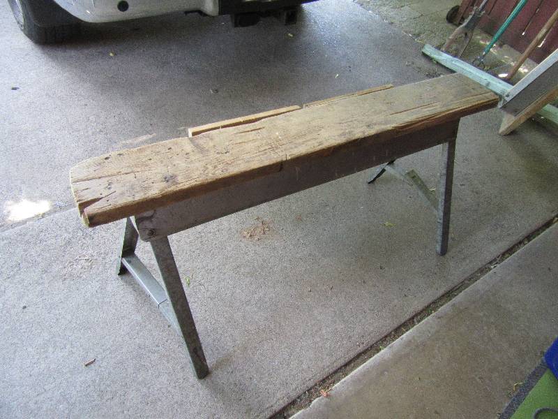 lot 269 image: 2 Aluminum Saw Horses with wood tops