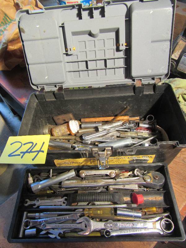 lot 274 image: Misc. Tools and tool box as pictured