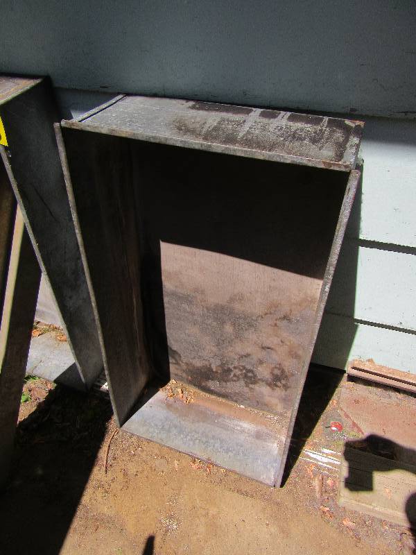 lot 278 image: 2 Metal  pans for cooking syrup.  Extra long narrow pan