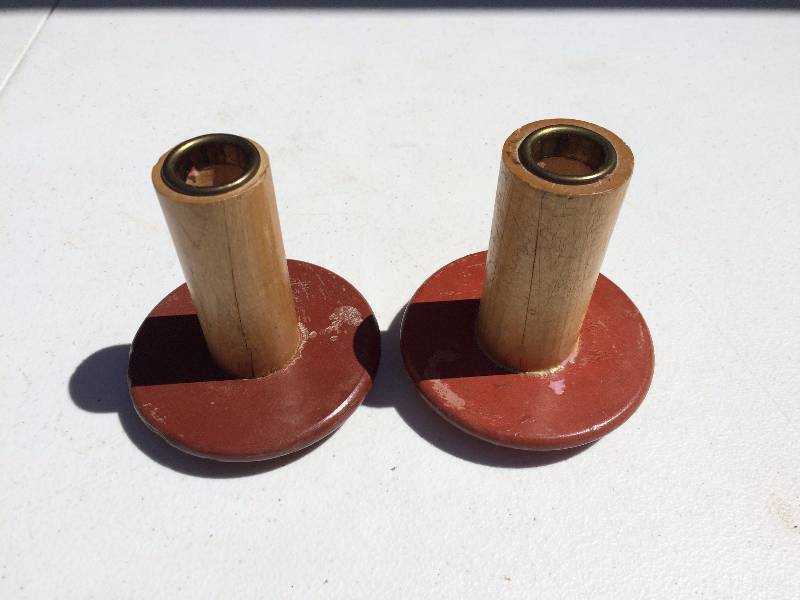 lot 5 image: Pair Of Beverlys Norwegian Vintage Wooden Candle Holders - Very Unusual & Hand Crafted