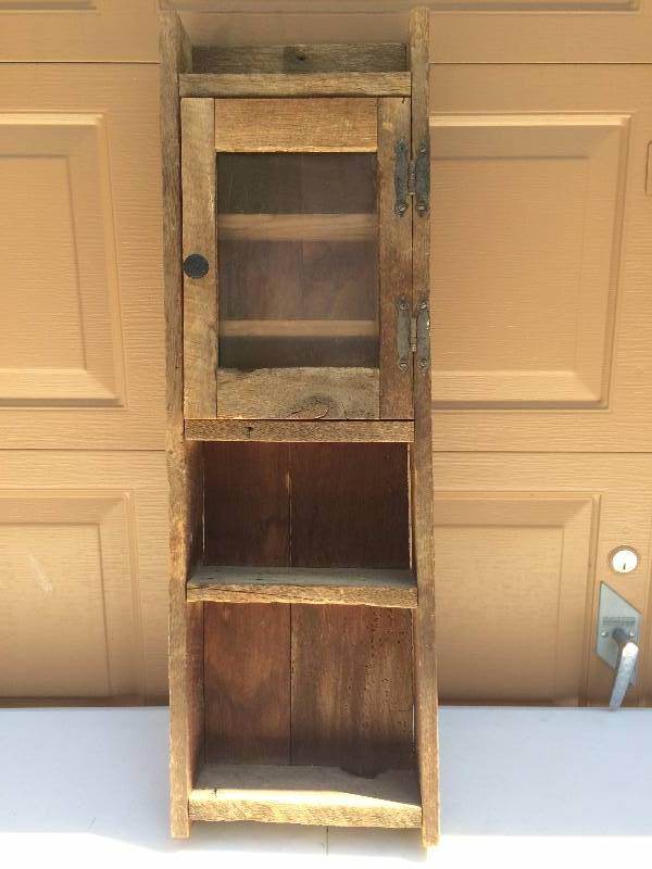 lot 7 image: This Amazing Antique Cupboard Wall Shelf Display Case...This Was Handmade & Has Had A Few Improvements Over The Years...Just Look At The Glass...A Very Sturdy Piece