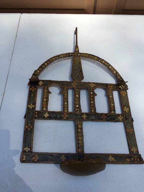 lot 20 image: Lovely Collectible Antique Scandinavian Hand Decorated Metal Possibly A Church Holy Water Font...