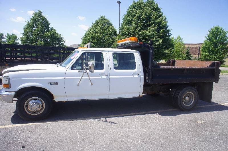 1993 FORD F-350 QUAD CAB DUMP TRUCK XL - 7.3 L - DIESEL - POWER DUMP - TESTED WORKS - LIGHT BAR