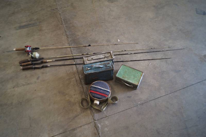 lot 19 image: Fishing RodsReels, Ammo Boxes & Canteen