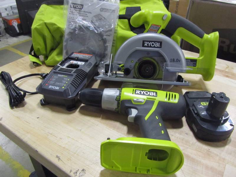 lot 52 image: Ryobi 18-Volt ONE DrillDriver and Impact Driver Kit
