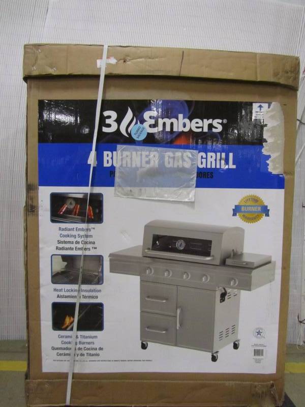 lot 62 image: 3 Embers 4-Burner Dual Fuel Propane Gas Grill with Radiant Embers Cooking System