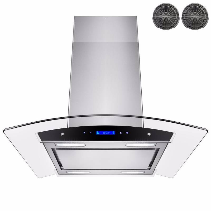 lot 87 image: AKDY 30 in. Convertible Kitchen Island Mount Range Hood in Stainless Steel