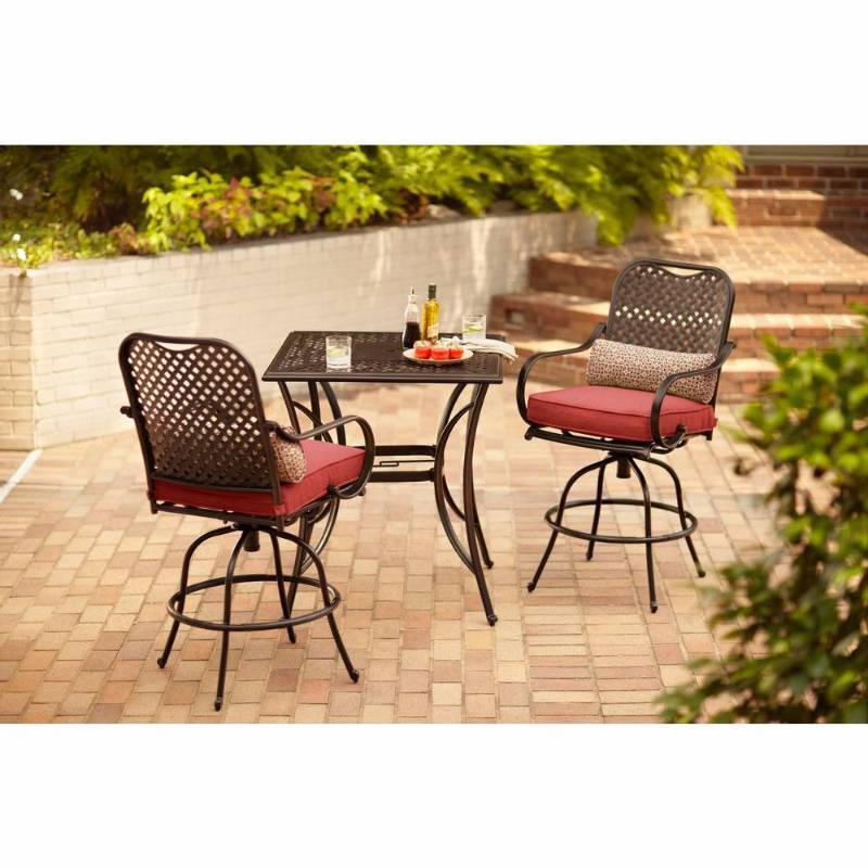 lot 60 image: hampton bay fall river motion patio high dining chair with dragon fruit cushion