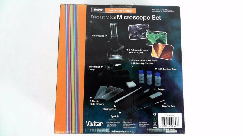lot 50 image: 20 pc. Vivitar Diecast Metal Microscope Set VIV-MIC-1