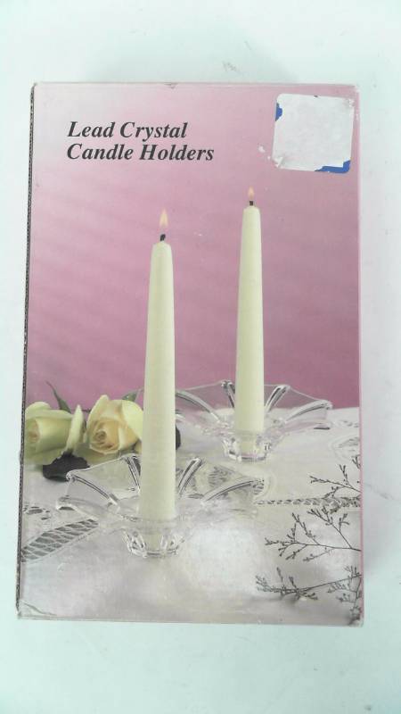 lot 53 image: Lot of 3 - Clear Crystal Glass Set - Pointed Diamond Shaped Design