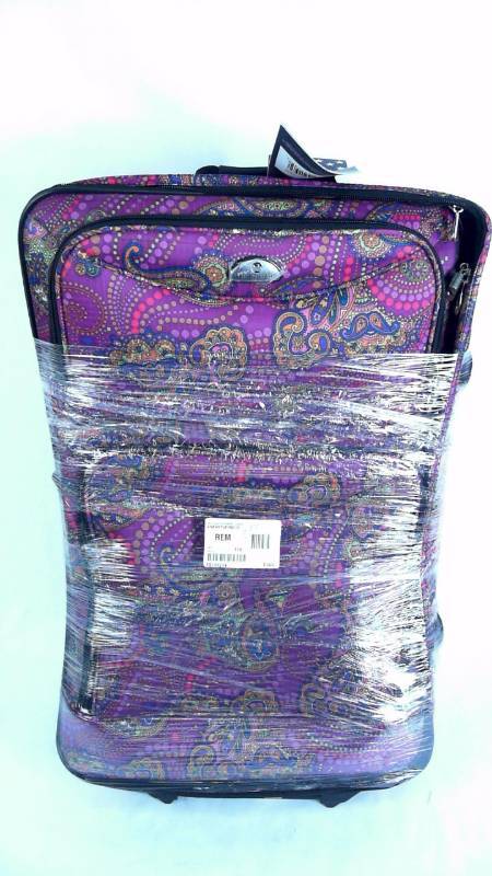 lot 1026 image: American Flyer Purple Paisley Luggage Suitcase Bag