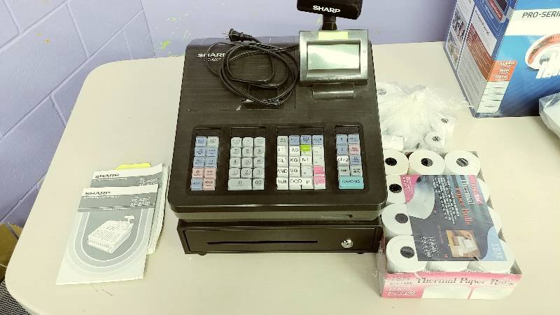 lot 50 image: Sharp Cash Register and a Case of Thermal Paper