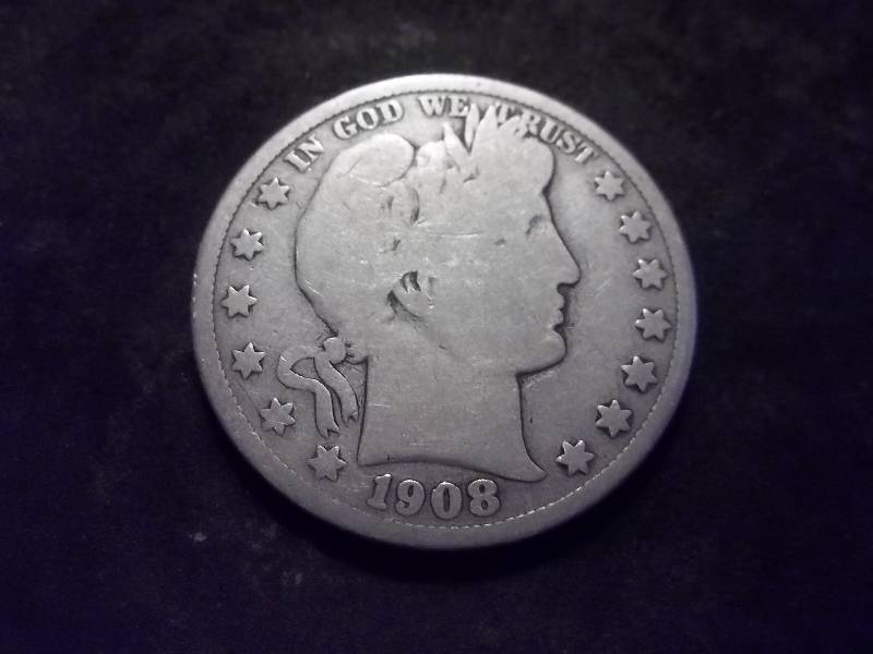 1908 D Barber Half Dollar (In F12 $55.00)