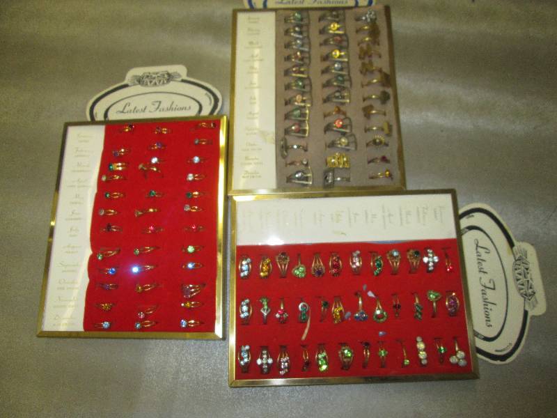 lot 97 image: 3 Displays of Fashion Rings...