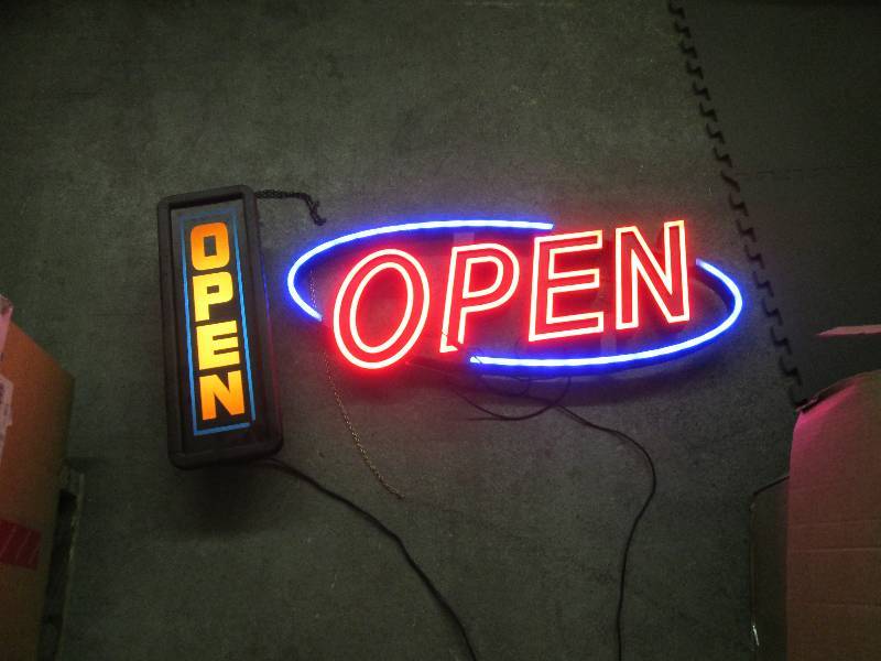 lot 160 image: 2 Open Signs, both work, larger o...