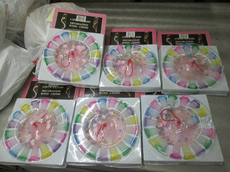 lot 204 image: Lot of 6 Colored Glass Windchimes...