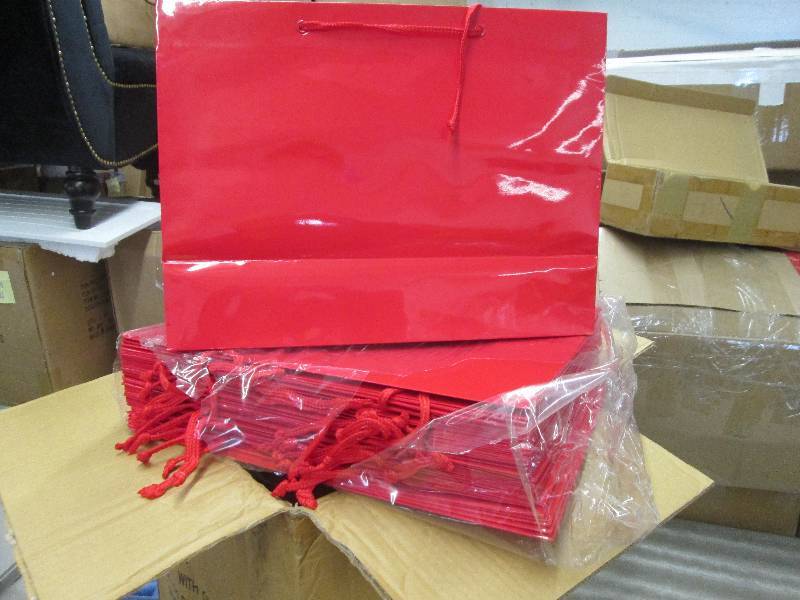 lot 249 image: Case of 100 Red Gift Bags 16x6x12 i...