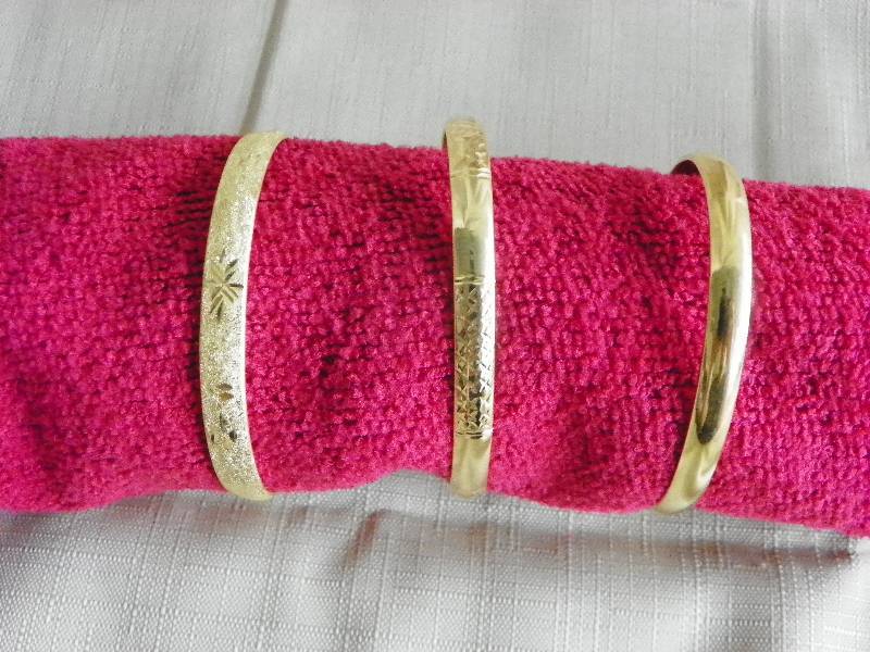 18kt Gold Plated 3 Piece Bangle Set , MSRP $179.99