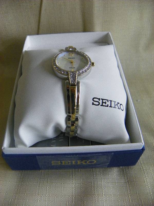 SEIKO LADIES TWO-TONE SOLAR WATCH, MSRP $275.00
